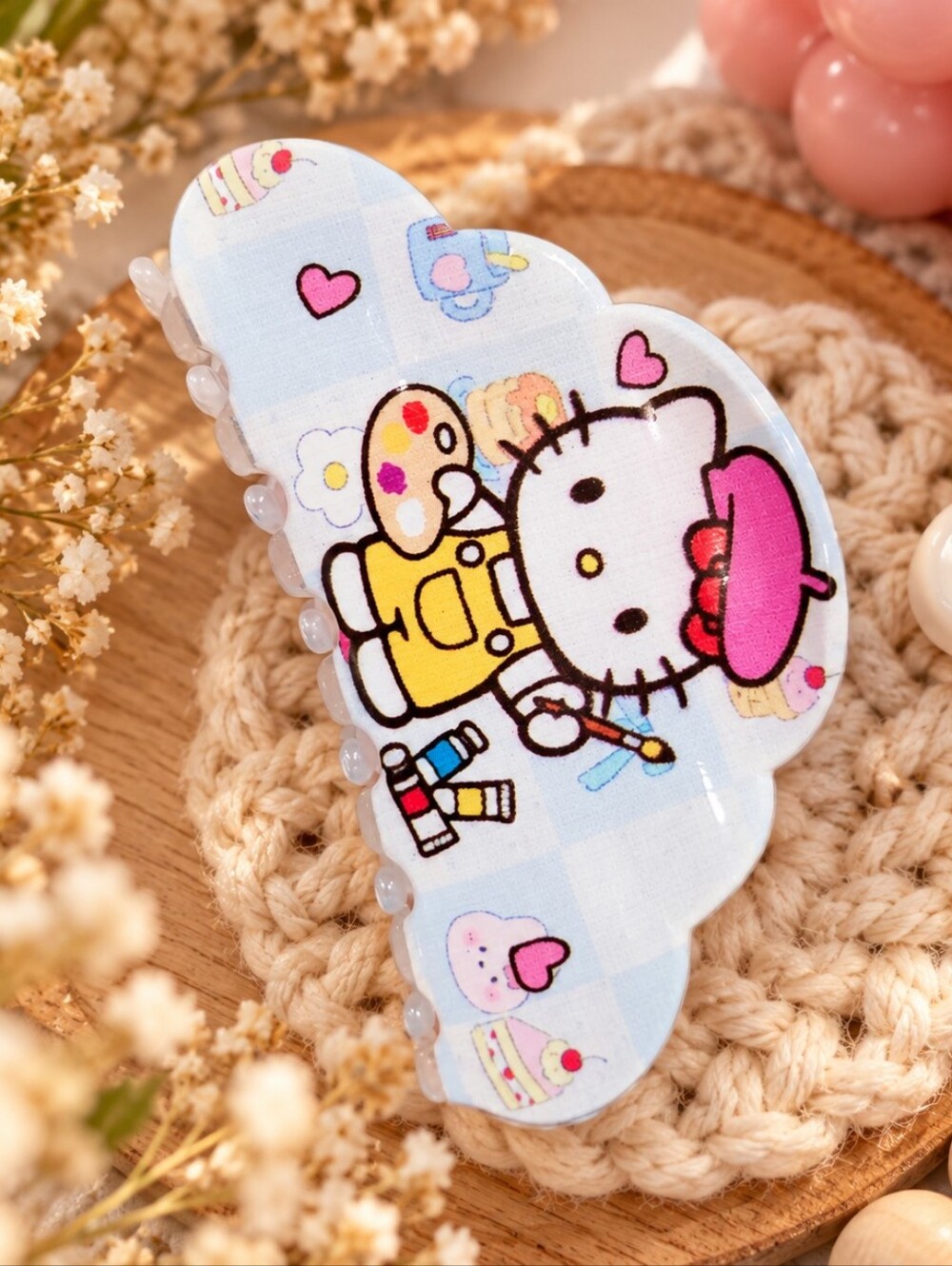 Hello Kitty Pink Beret & Blue Cloud Hair Clip for Kids